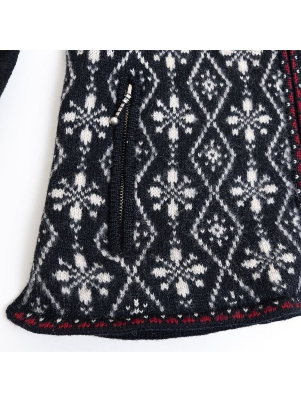 Icelandic Design Wool Cardigan Sweater Nordic Folk Fair Isle Vintage Small - Picture 9 of 16